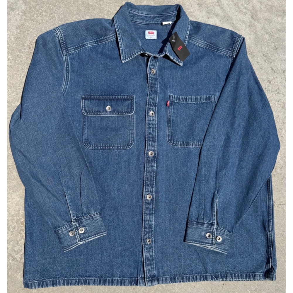 Levis Trucker Jacket Mens Light Wash Blue Casual Denim Cotton Button Up XL